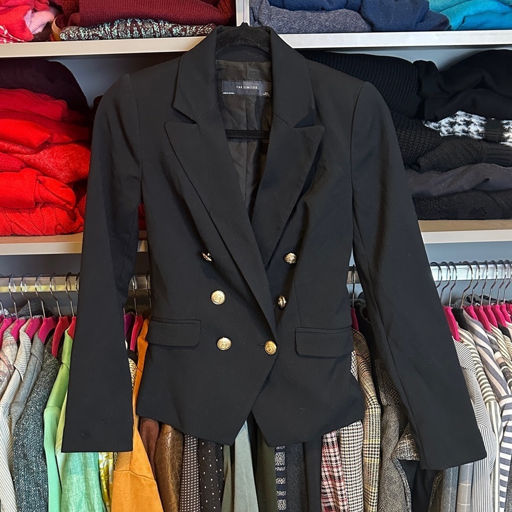 The Limited black double breasted blazer size XXSP